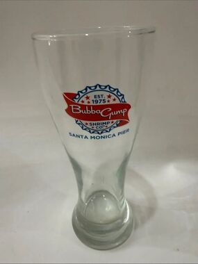 Bubba Gump Shrimp Co Restaurant Santa Monica Pier Blue Red 20 Oz Beer Bar Glass
